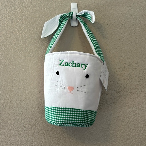 Pottery Barn Tie-Ear Bunny Easter Bucket green ZACHARY - Picture 1 of 5
